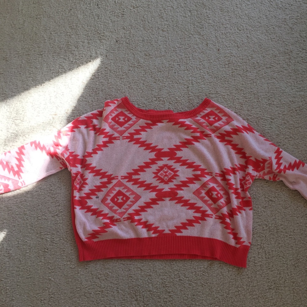 Aztec Print Cropped Sweater